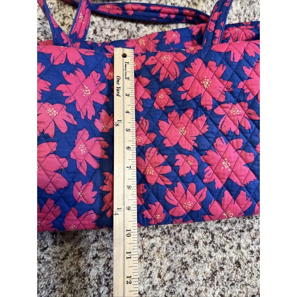 Vera Bradley New Large Duffel Bag Blue Pink Floral 2 Handles Quilt $85 Zip‎